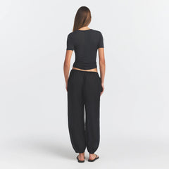 SHEER MODAL LONG T-SHIRT | ONYX