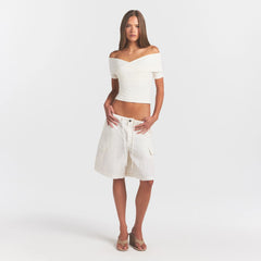 COTTON JERSEY WRAP TOP | MARBLE
