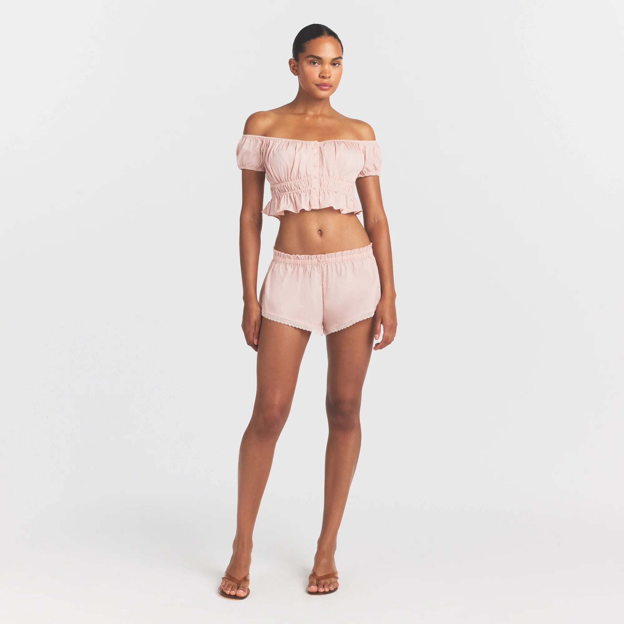 POPLIN APPAREL OFF THE SHOULDER TOP | DUSTY PINK