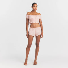 POPLIN APPAREL OFF THE SHOULDER TOP | DUSTY PINK