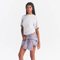WORN IN JERSEY KNOT BACK T-SHIRT | LIGHT HEATHER GREY