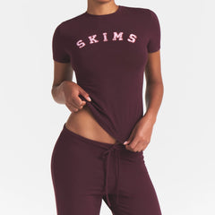 COTTON JERSEY LOGO T-SHIRT | CURRANT ARCHED SKIMS PLAID