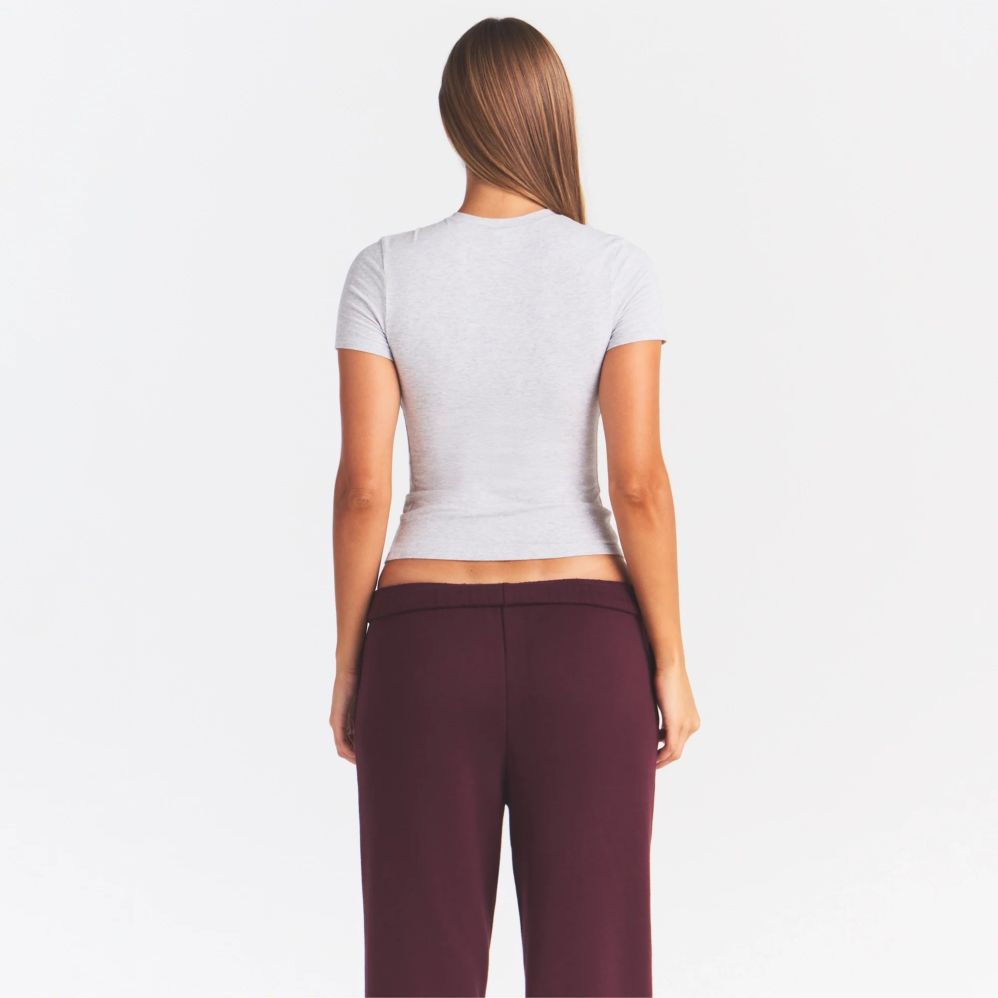 COTTON JERSEY LOGO T-SHIRT | LIGHT HEATHER GREY ARCHED SKIMS PLAID