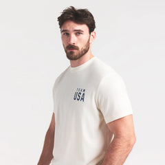 SKIMS FOR TEAM USA JERSEY SLEEP MENS OLYMPIC T-SHIRT | ECRU