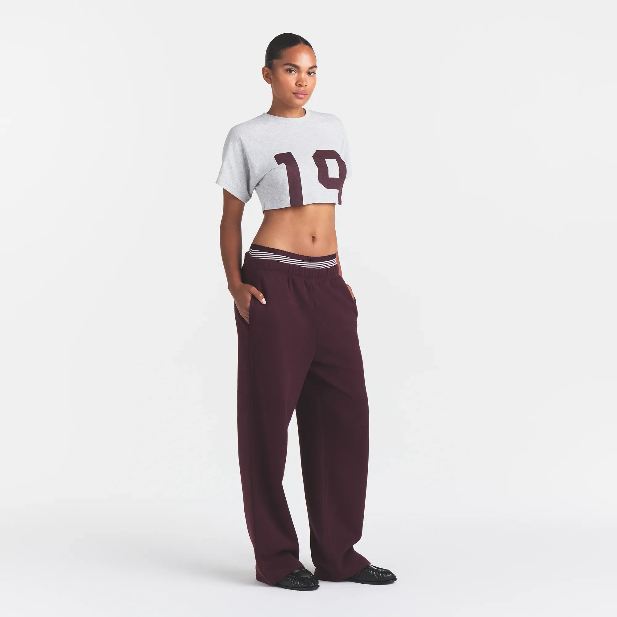 WORN IN JERSEY SUPER CROPPED T-SHIRT | CURRANT 19 PRINT
