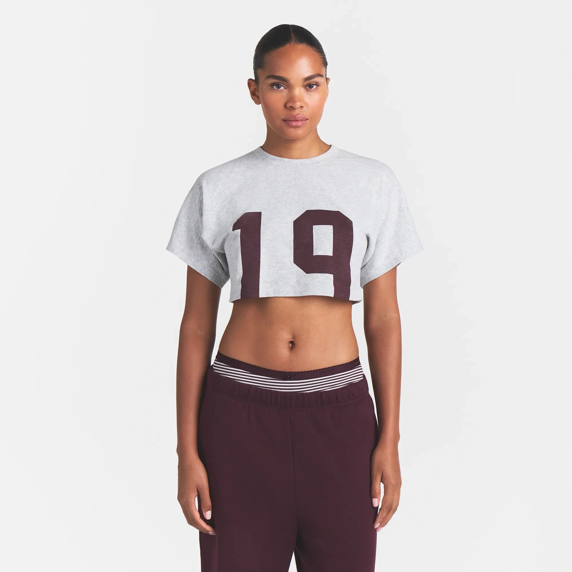 WORN IN JERSEY SUPER CROPPED T-SHIRT | CURRANT 19 PRINT