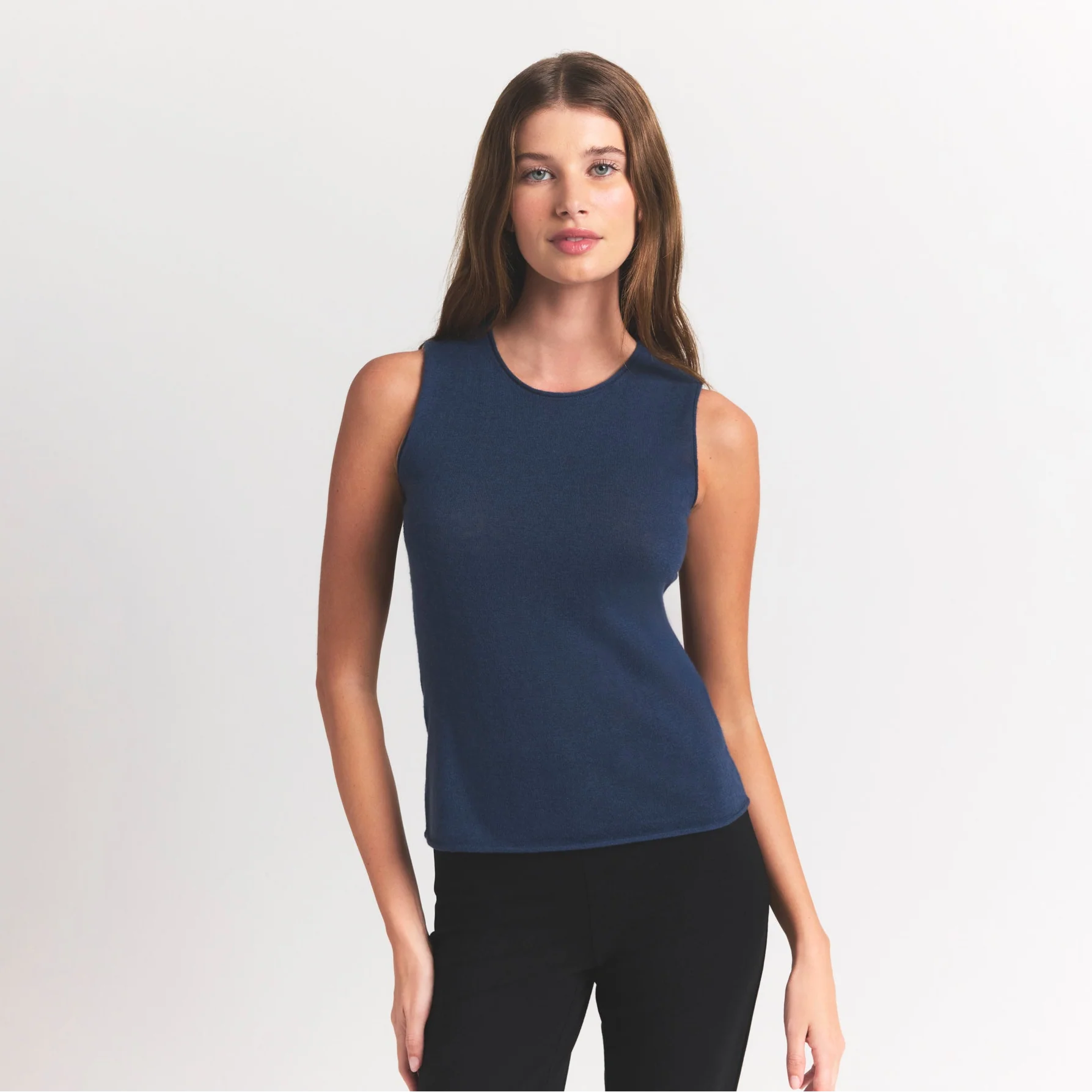 FEATHERWEIGHT CASHMERE SLEEVELESS TOP | INDIGO