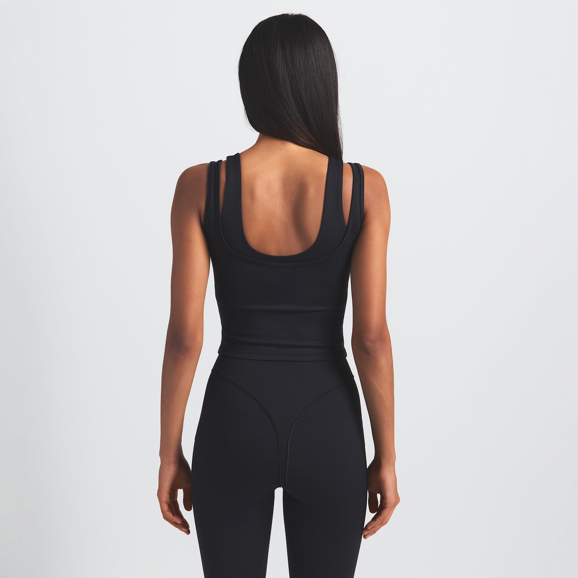 NikeSKIMS MATTE DOUBLE STRAP SCOOP TANK | OBSIDIAN