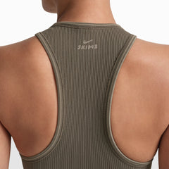 NikeSKIMS RIBBED SEAMLESS RACER FRONT TANK | DUSTY OAKMOSS