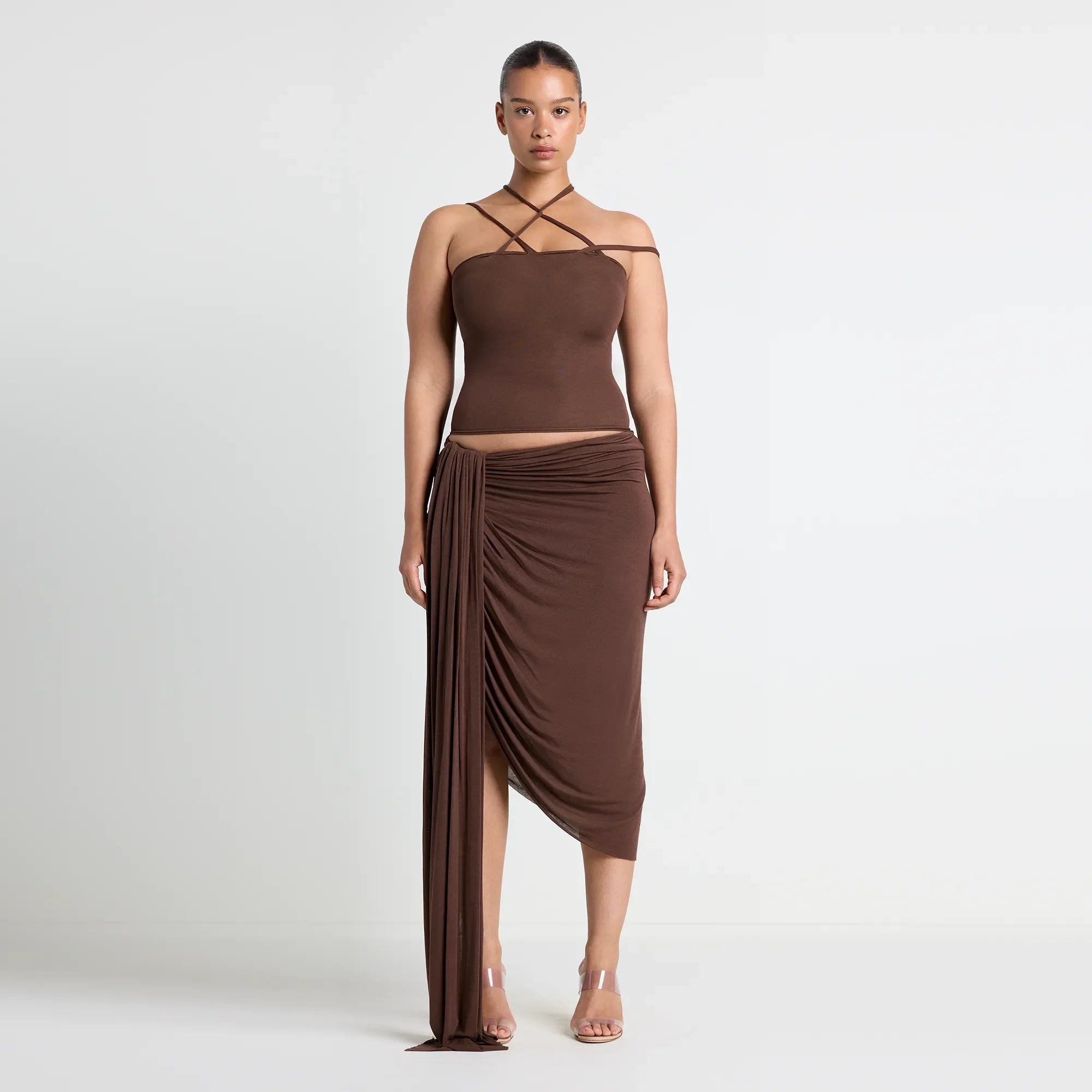 VETTESE X SKIMS SHEER MODAL TOP | COCOA
