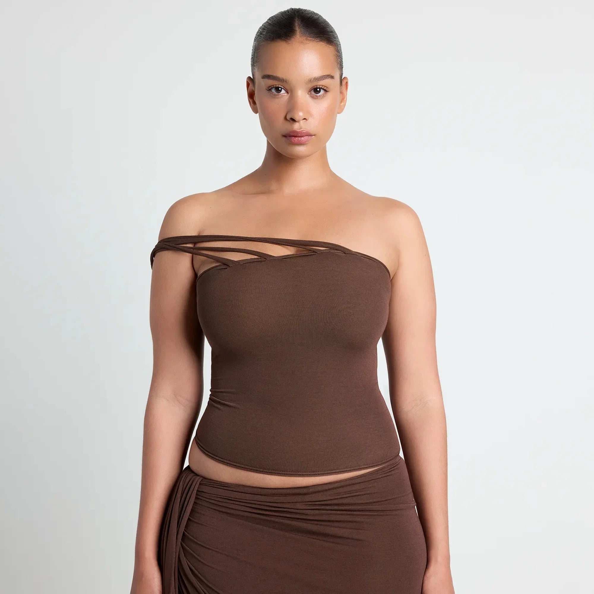 VETTESE X SKIMS SHEER MODAL TOP | COCOA