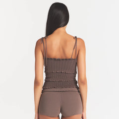 SHEER KNIT RUFFLE CAMI | AMETHYST