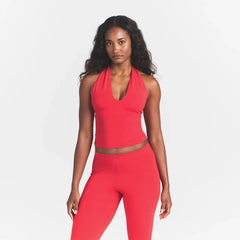 SMOOTH LAYERS HALTER TOP | CARMINE