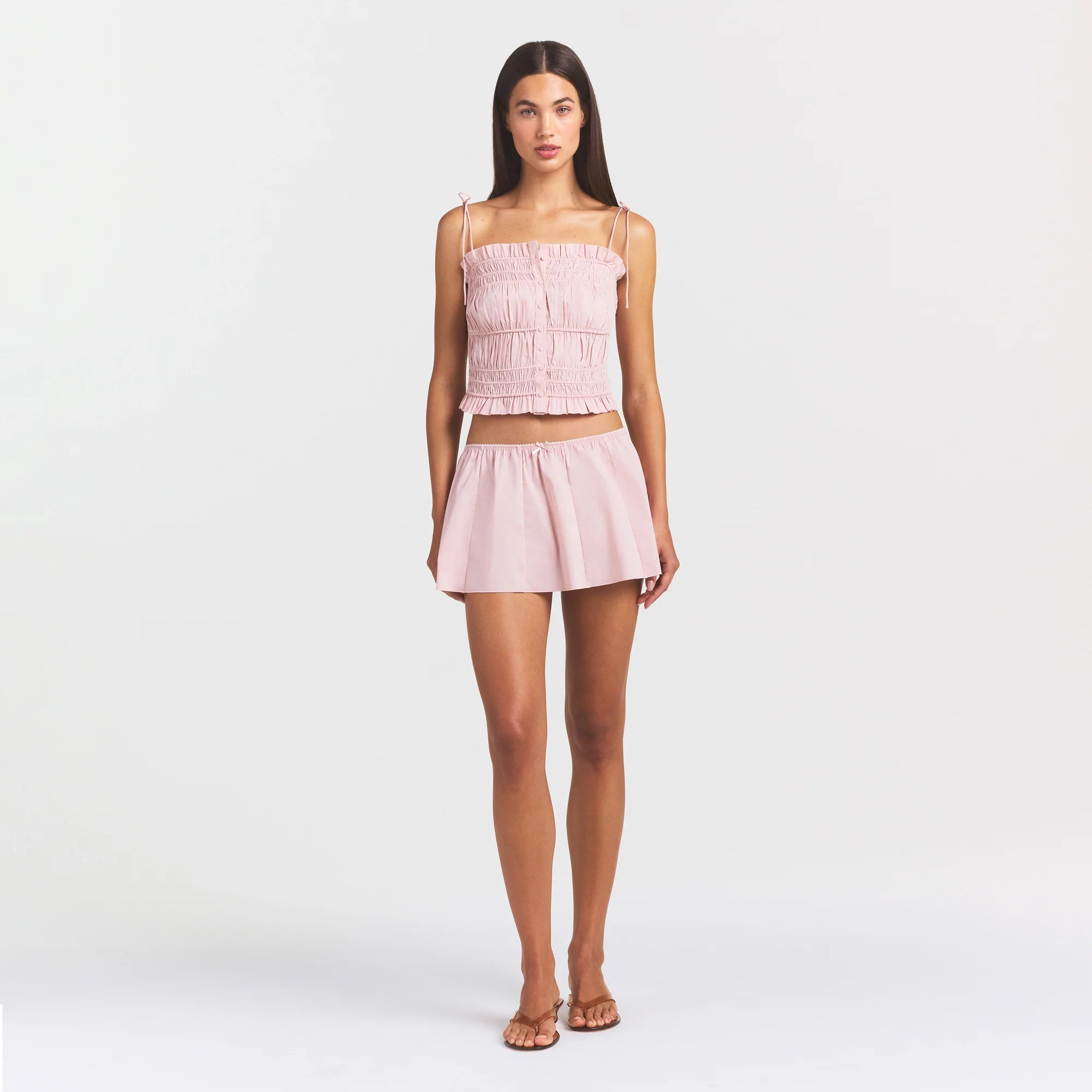 POPLIN APPAREL RUFFLE CAMI | DUSTY PINK