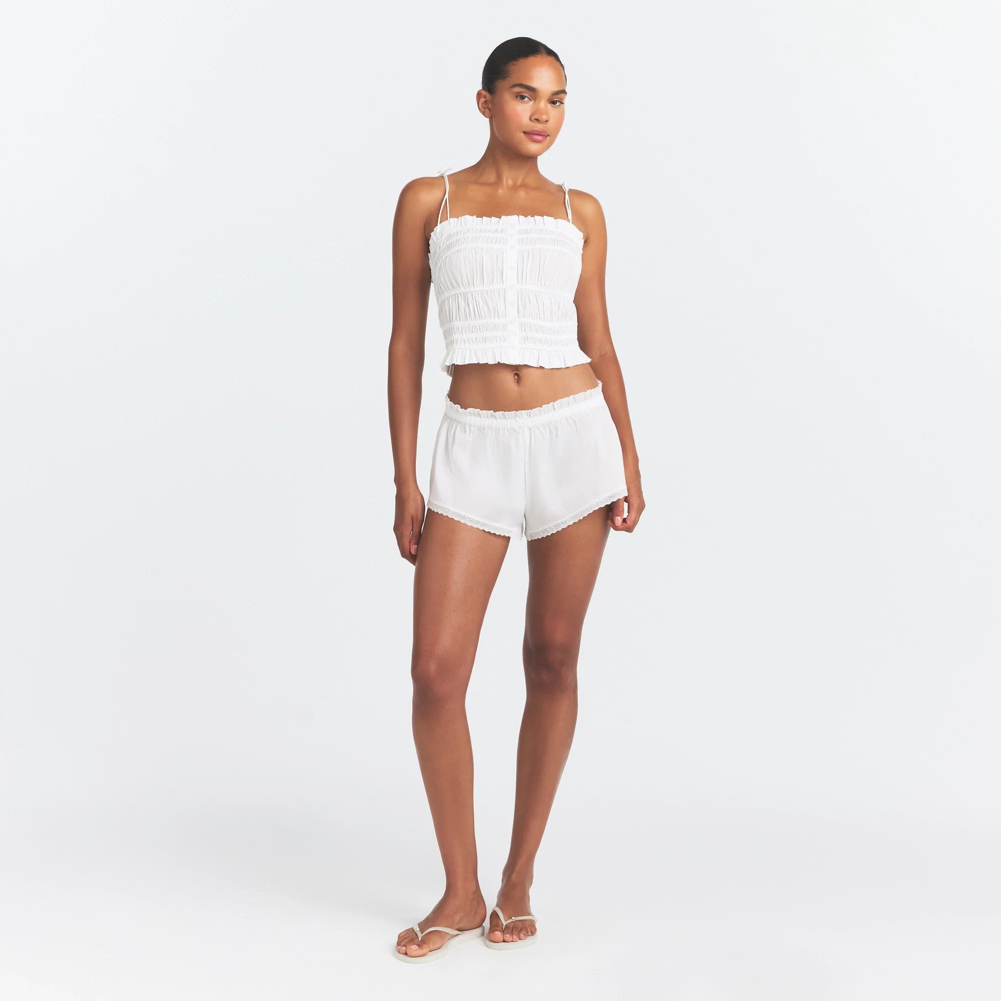 POPLIN APPAREL RUFFLE CAMI | SNOW
