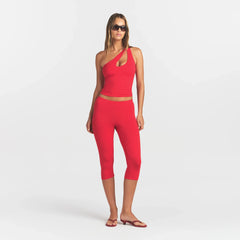 SMOOTH LAYERS ONE SHOULDER TOP | CARMINE