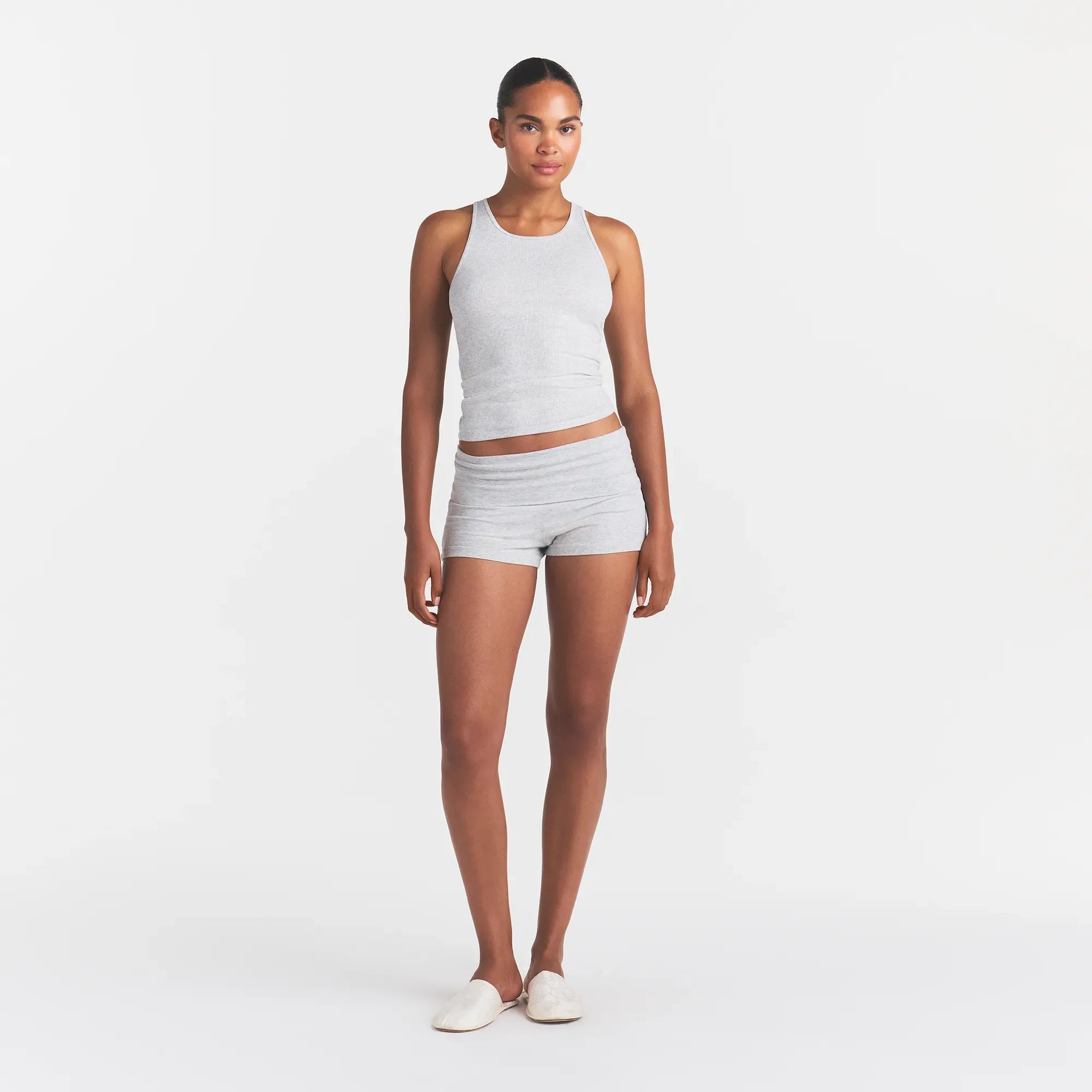 RIB SLEEP TANK | LIGHT HEATHER GREY