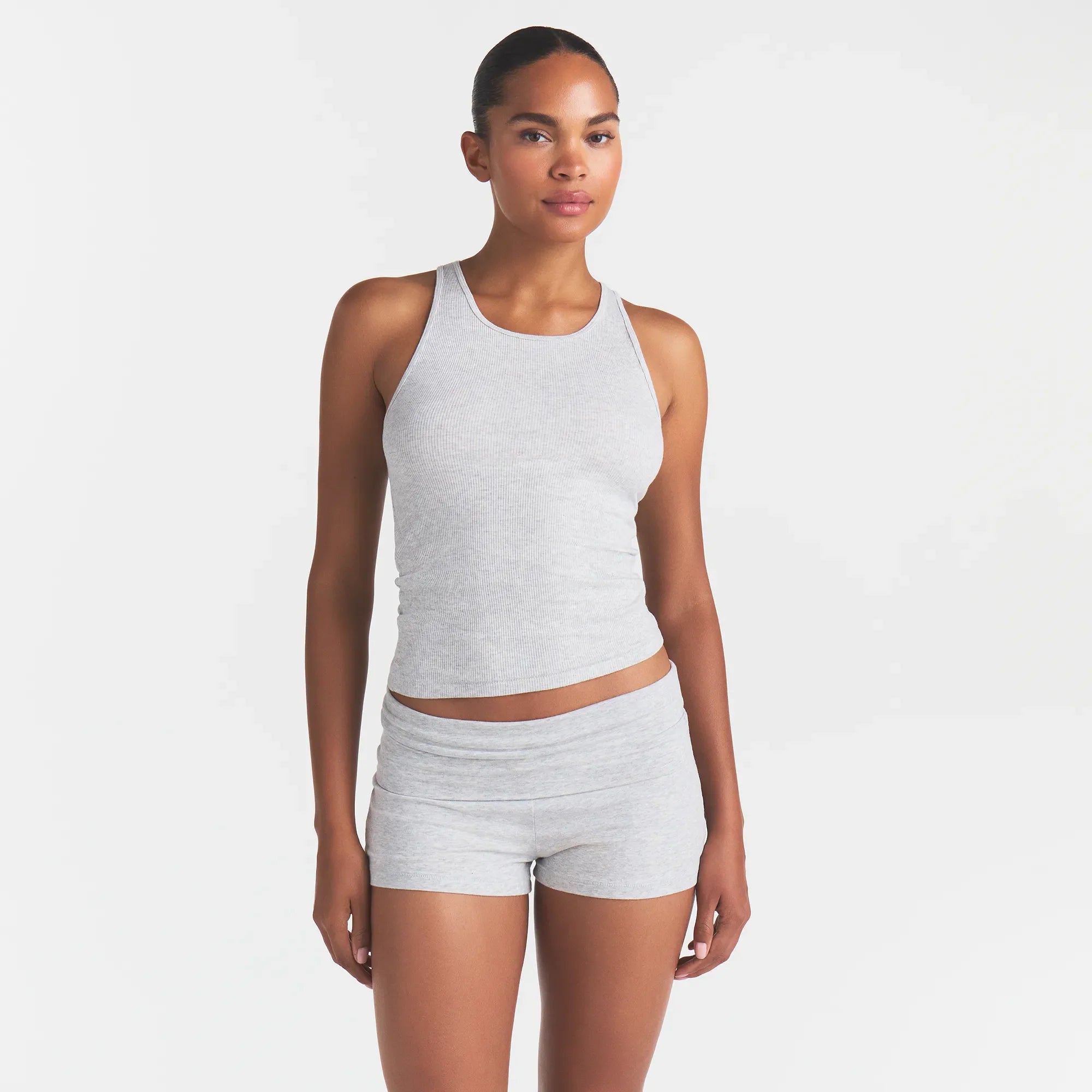 RIB SLEEP TANK | LIGHT HEATHER GREY
