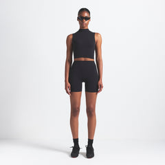 NikeSKIMS VINTAGE SEAMLESS MOCK NECK BRA TOP | OBSIDIAN