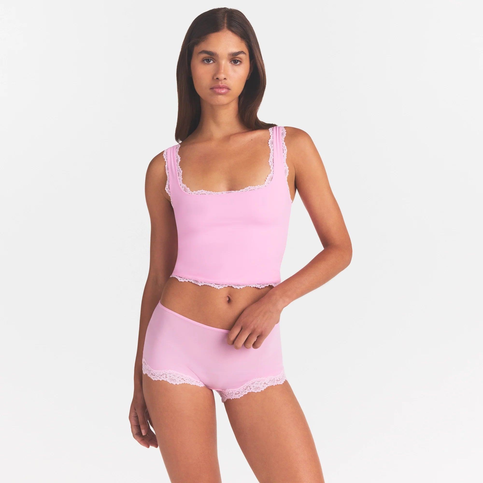 FITS EVERYBODY LACE TANK | BUBBLE GUM TONAL