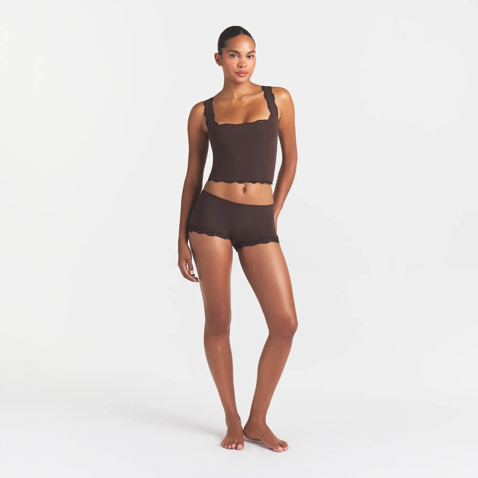 FITS EVERYBODY LACE TANK | ESPRESSO