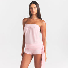 COTTON JERSEY TIE SIDE TUBE TOP | CHERRY BLOSSOM