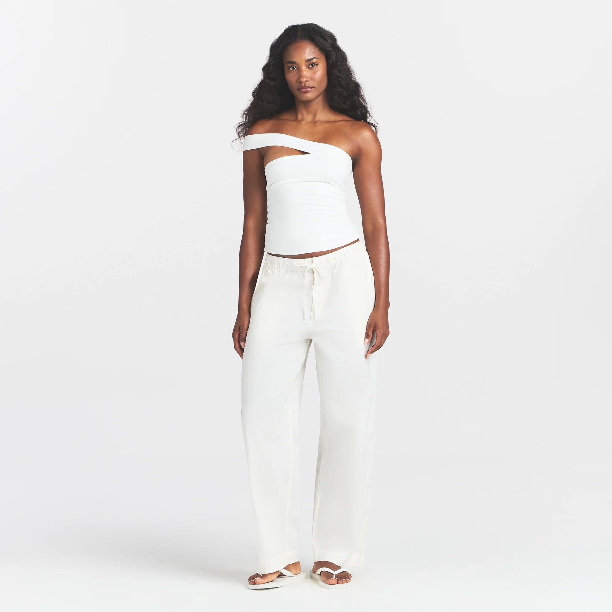 COTTON JERSEY ASYMMETRICAL TOP | MARBLE