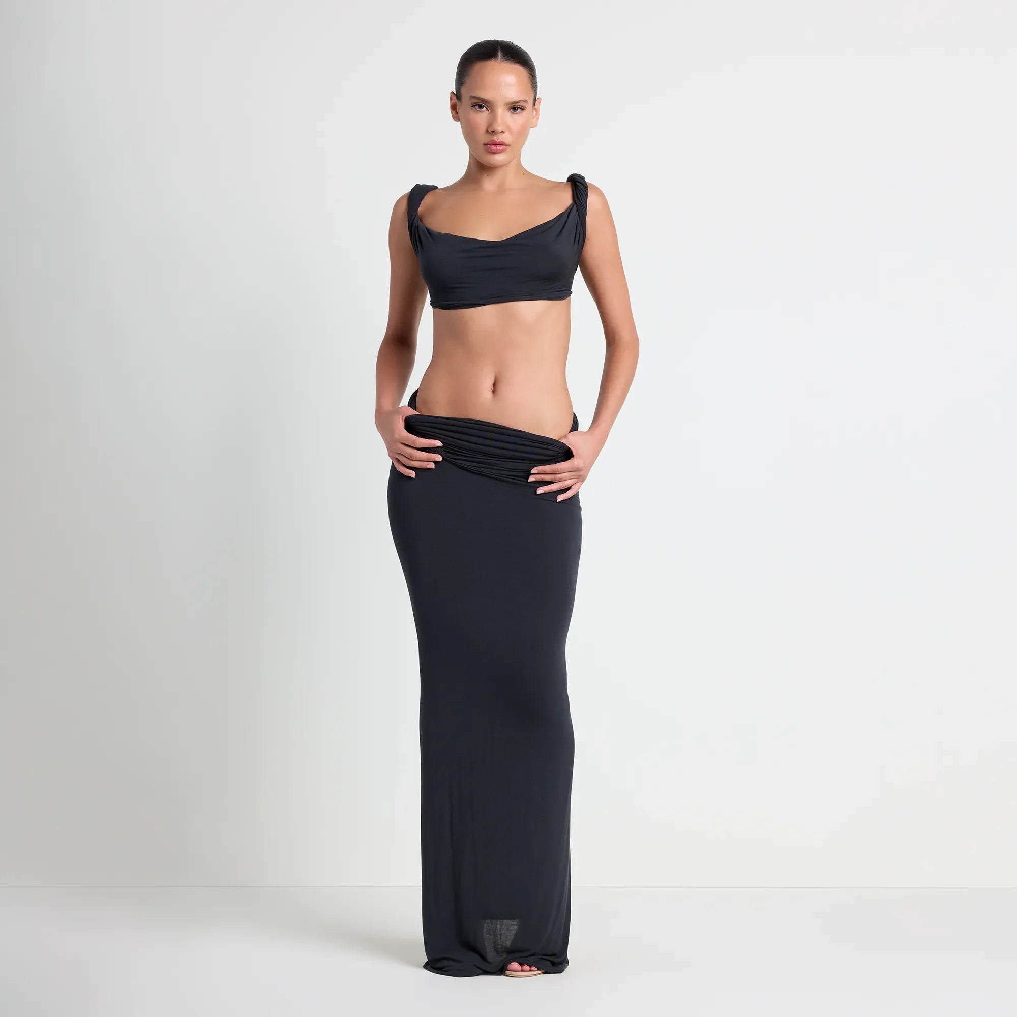 VETTESE X SKIMS SHEER MODAL DRAPED BRALETTE | ONYX