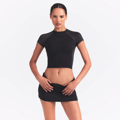 NikeSKIMS MATTE SHINE MIX CROPPED BABY T-SHIRT | OBSIDIAN AND IGNEOUS