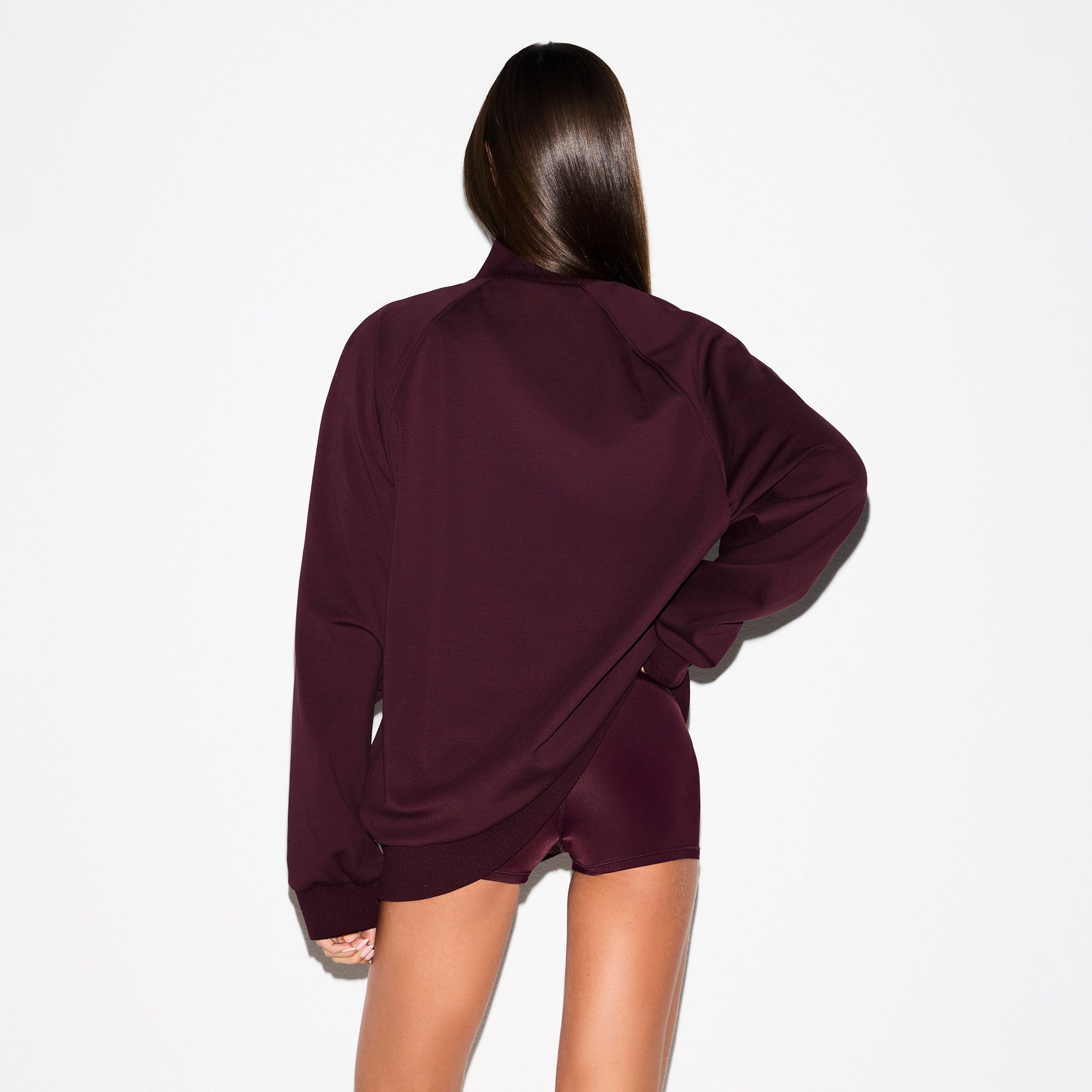 NikeSKIMS MATTE TRICOT OVERSIZED TRACK JACKET | CURRANT