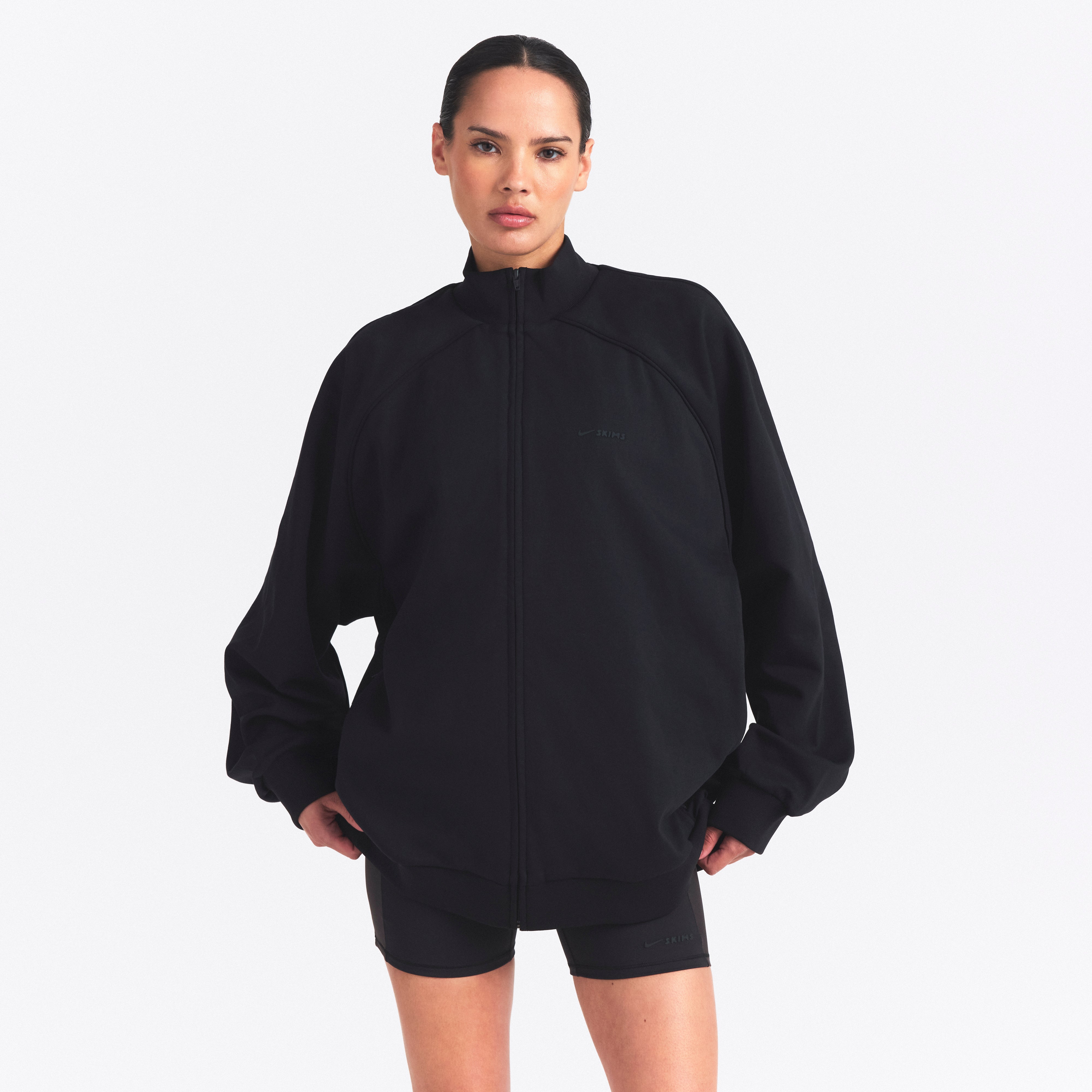 NikeSKIMS MATTE TRICOT OVERSIZED TRACK JACKET | OBSIDIAN