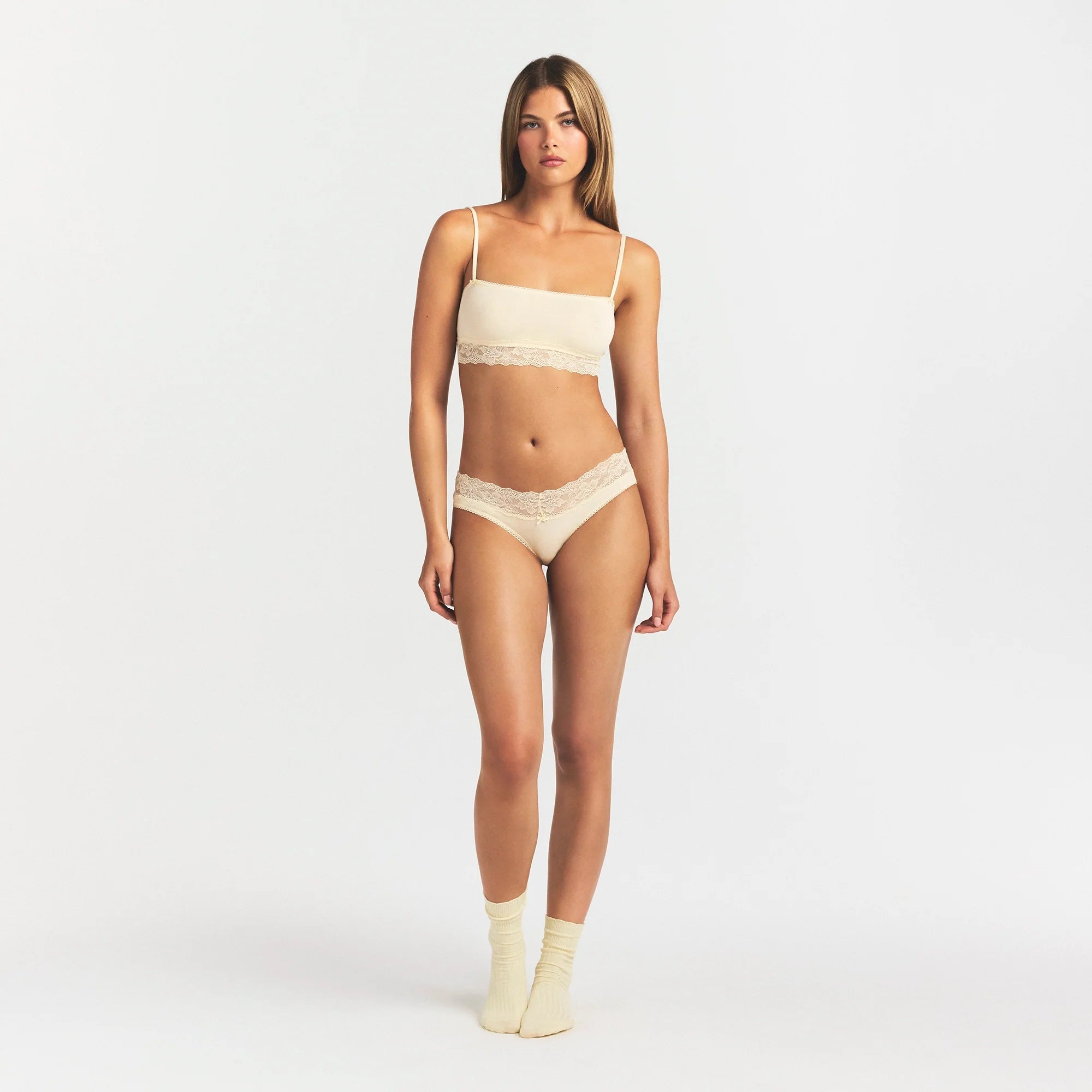 LIGHTWEIGHT COTTON WIDE LACE BRIEF | BUTTER TONAL