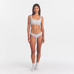 LIGHTWEIGHT COTTON LACE HIPSTER | LIGHT HEATHER GREY