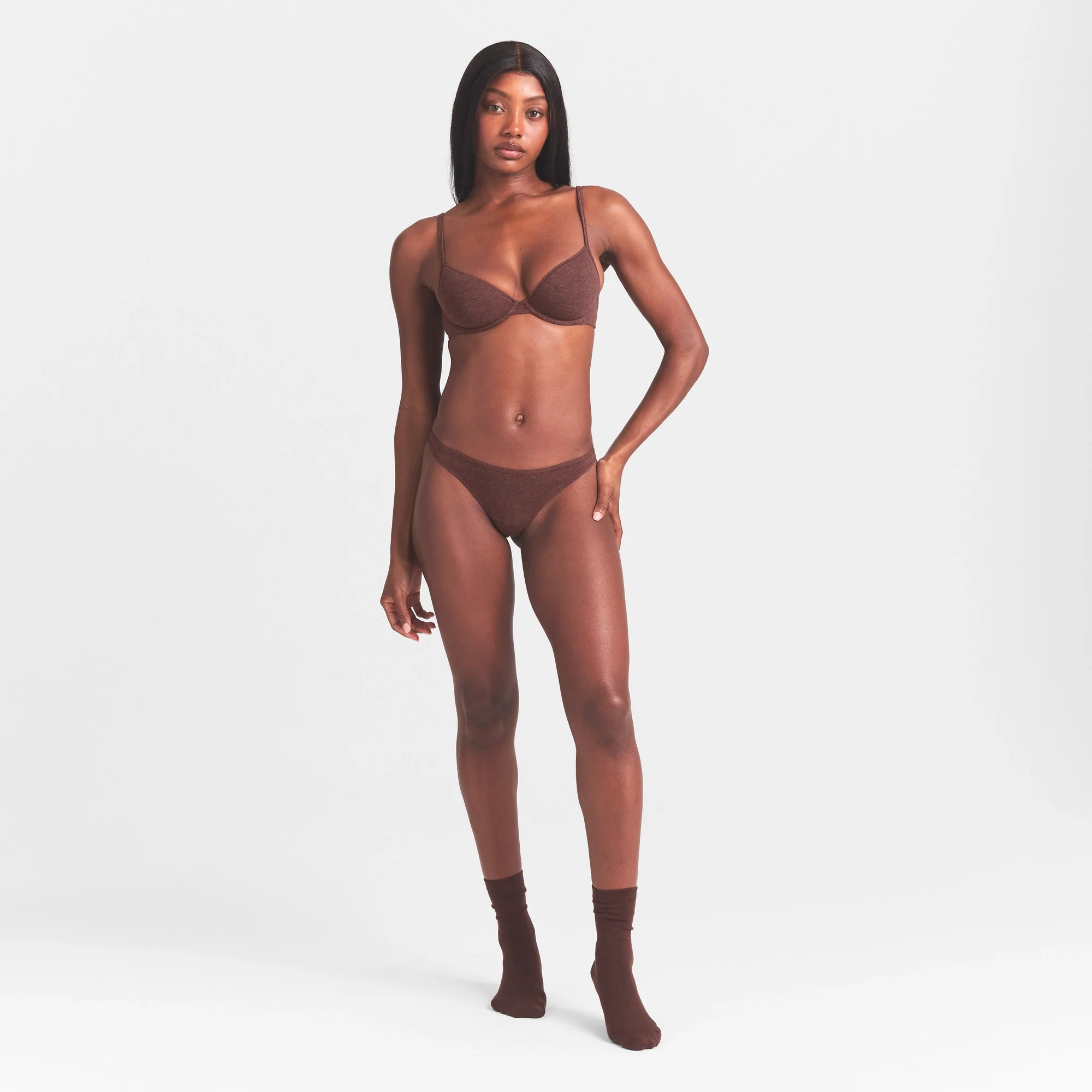 EVERYDAY COTTON THONG | COCOA HEATHER