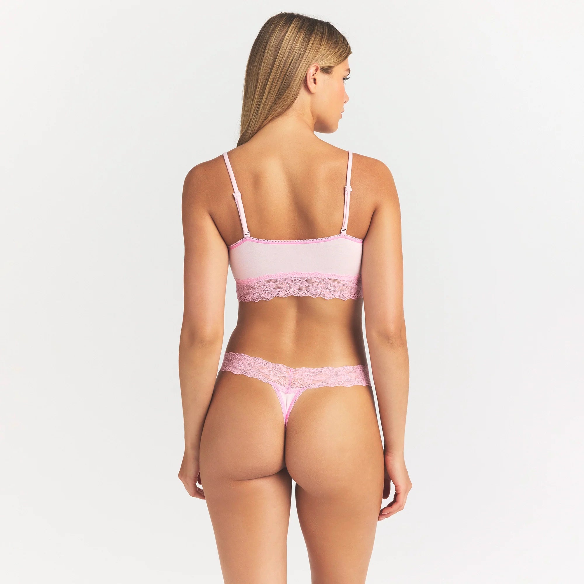 LIGHTWEIGHT COTTON WIDE LACE THONG | CHERRY BLOSSOM TONAL