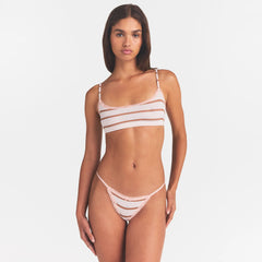 LIGHTWEIGHT COTTON POINTELLE LACE STRING THONG | VILLA EGRET RUNWAY STRIPE