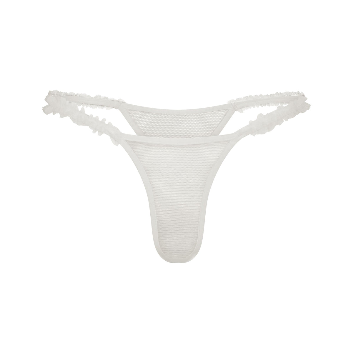 ULTRA FINE MESH RUFFLE STRING THONG | IVORY