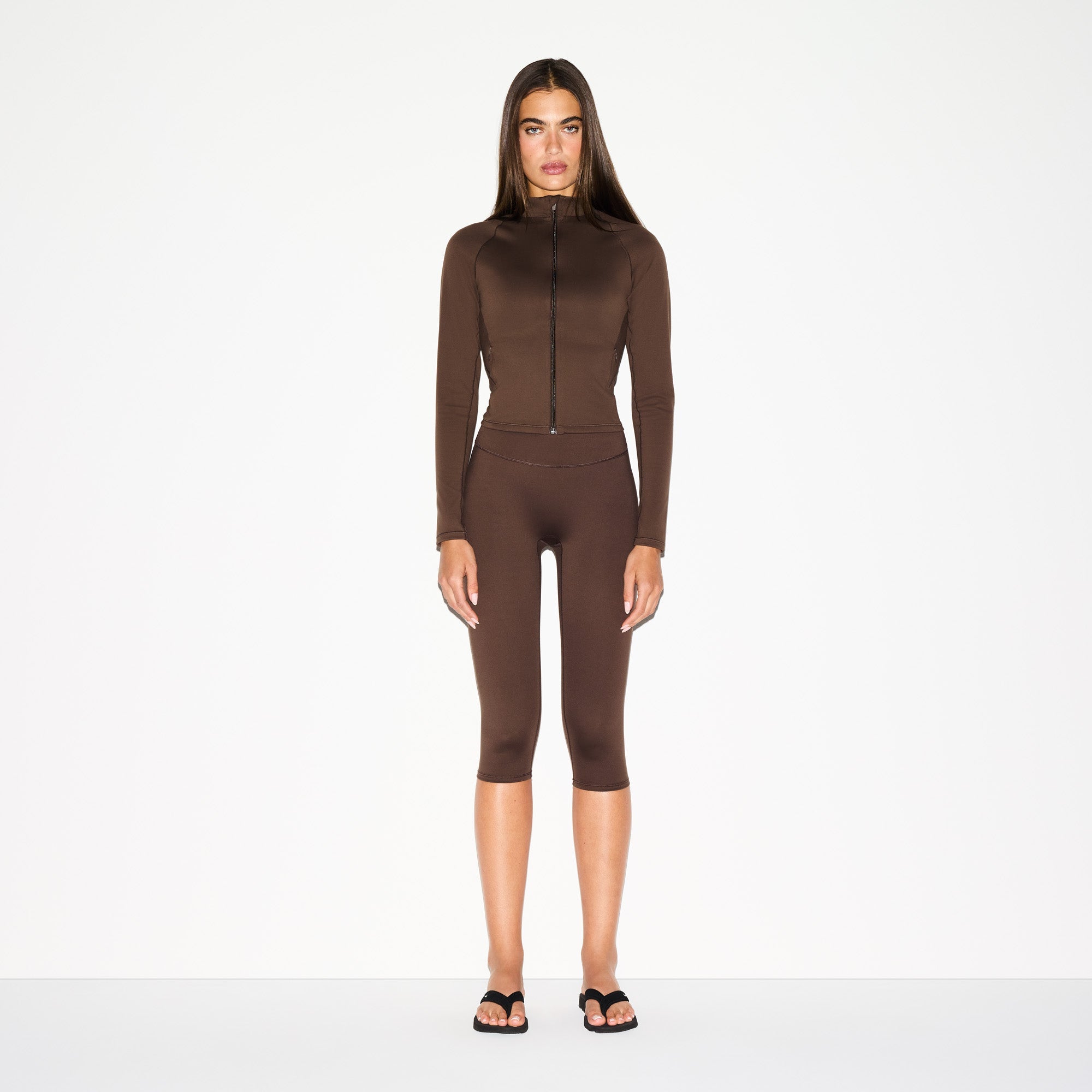 NikeSKIMS MATTE MOCK NECK FULL ZIP JACKET | DARK SEPIA