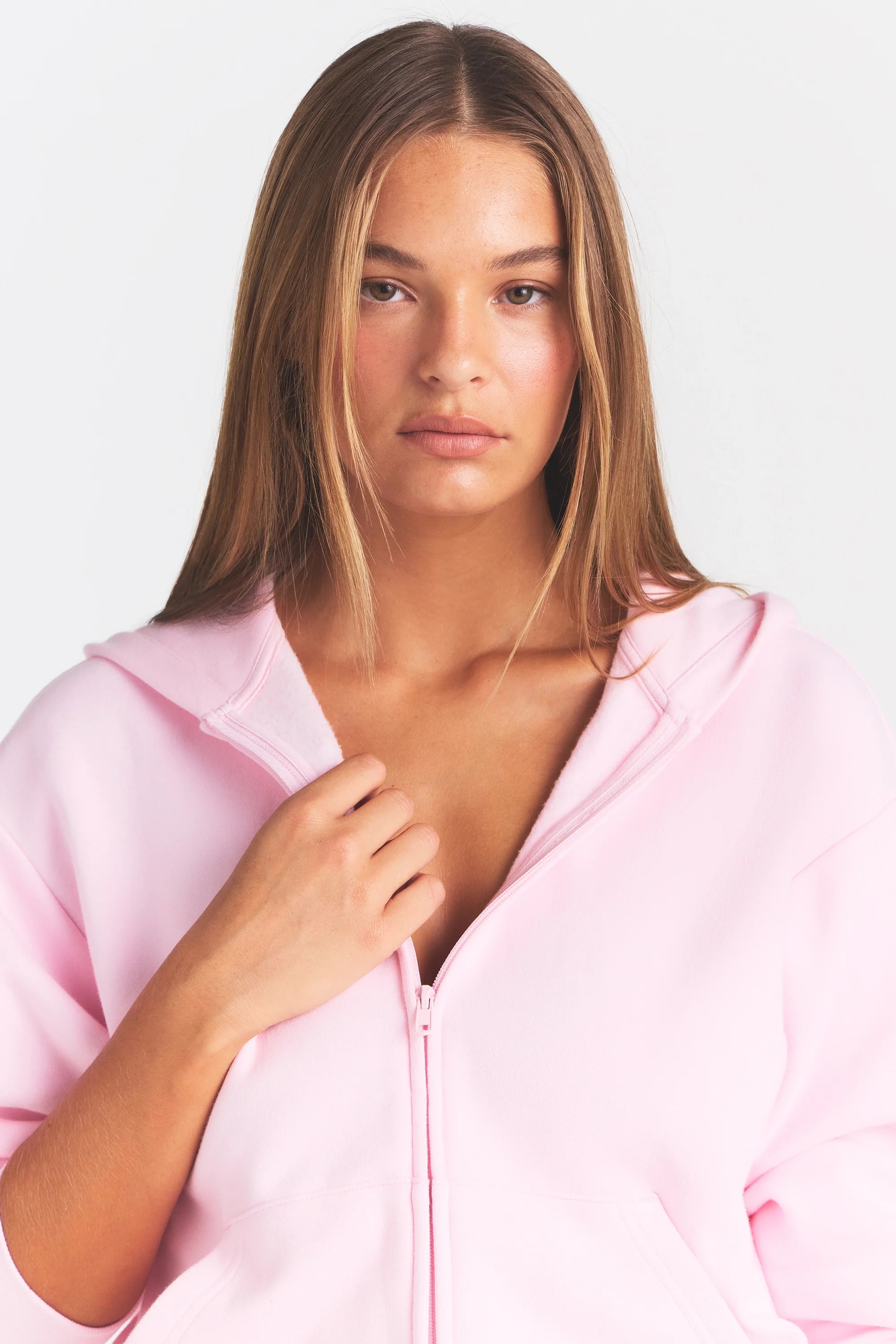 COTTON FLEECE CLASSIC ZIP UP HOODIE | CHERRY BLOSSOM