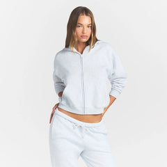 COTTON FLEECE CLASSIC ZIP UP HOODIE | LIGHT HEATHER GREY