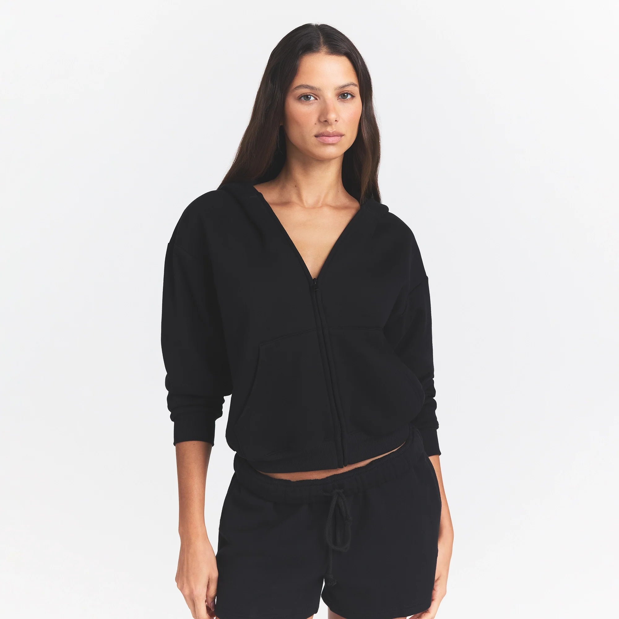 COTTON FLEECE CLASSIC ZIP UP HOODIE | ONYX