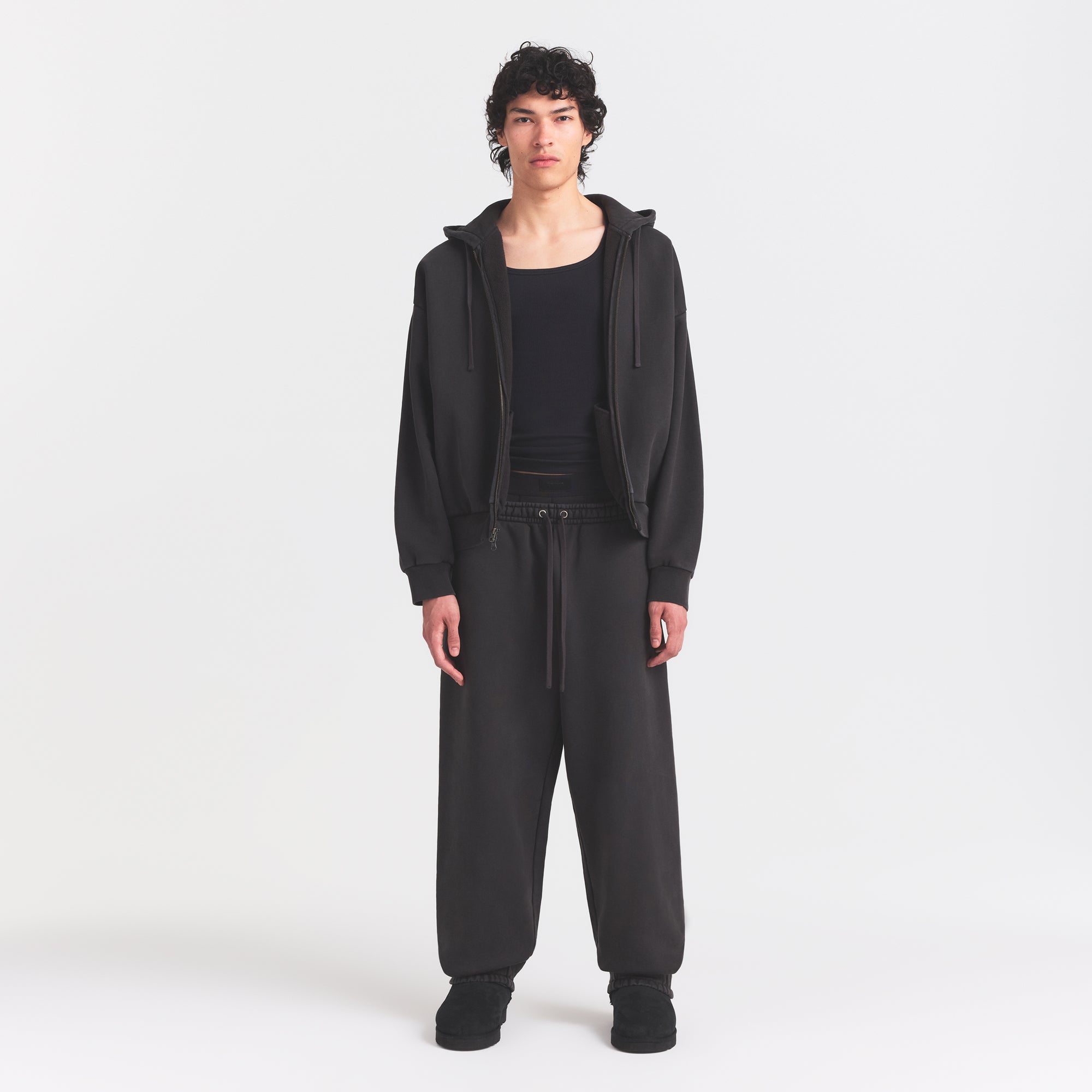 HEAVYWEIGHT FLEECE ZIP UP HOODIE | WASHED ONYX