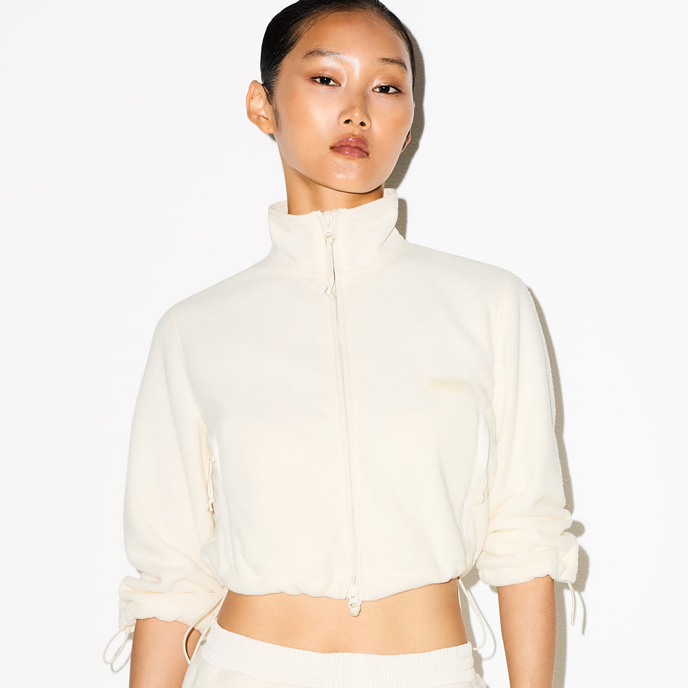 OUTDOOR FLEECE CROPPED 3/4 SLEEVE JACKET | ECRU